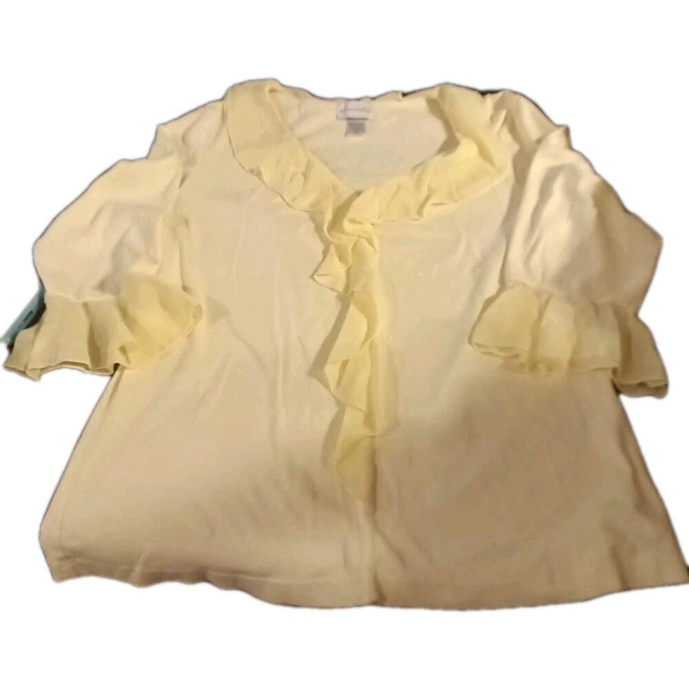 Soft Surroundings Butter Yellow Ruffle Blouse Sz. 1 X Romantic Cottage Fairy